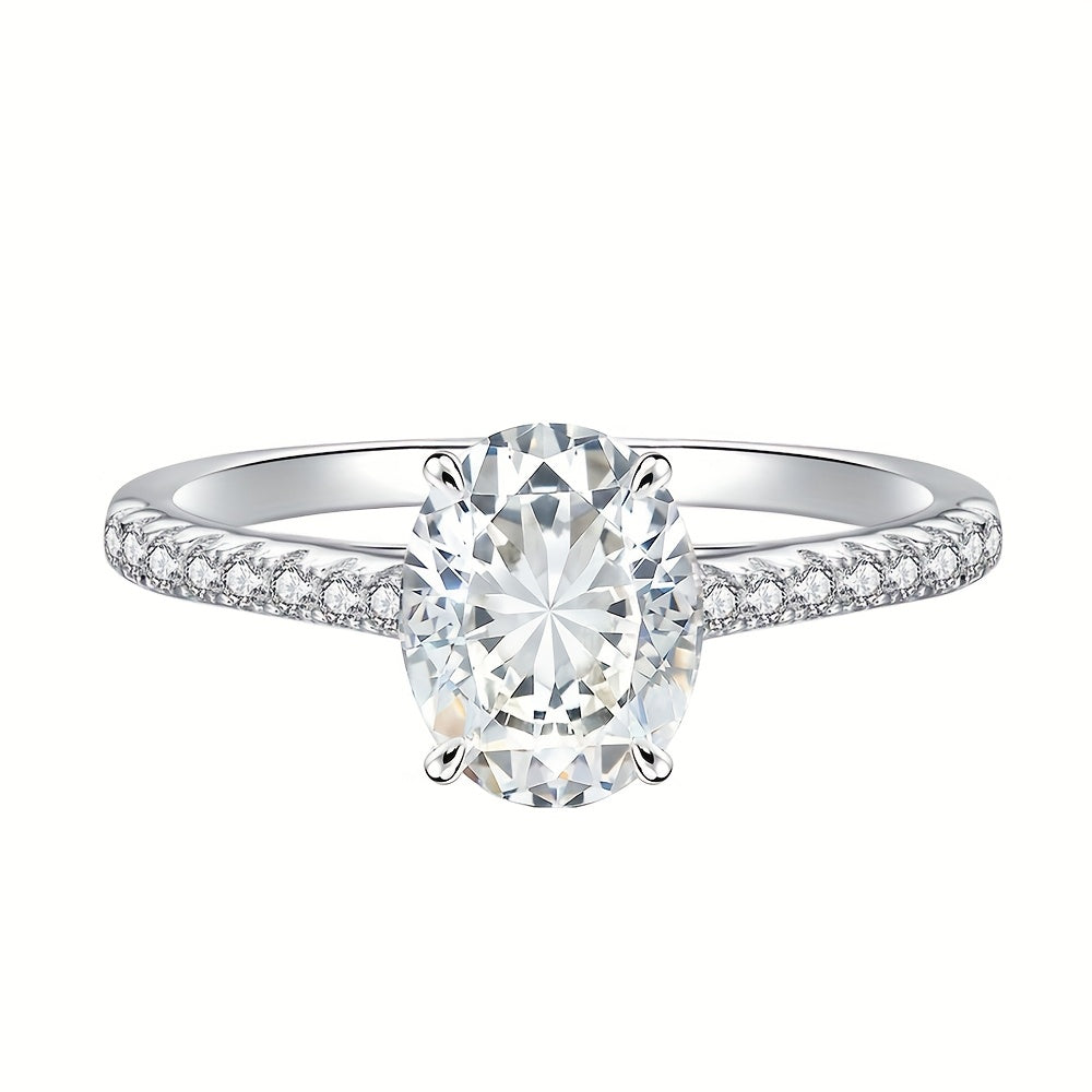 Donna+ Luxe – 925 Sterling Argento 2 Carati Anello Moissanite, Design Alla Moda,