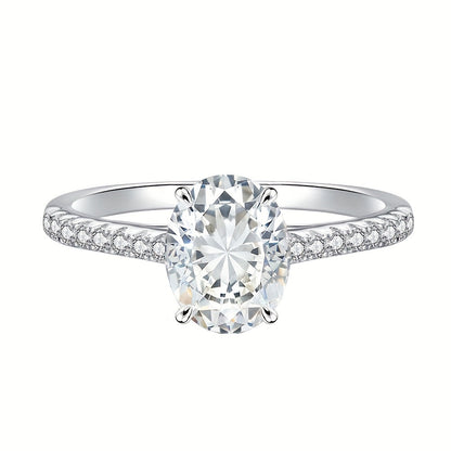 Donna+ Luxe – 925 Sterling Argento 2 Carati Anello Moissanite, Design Alla Moda,