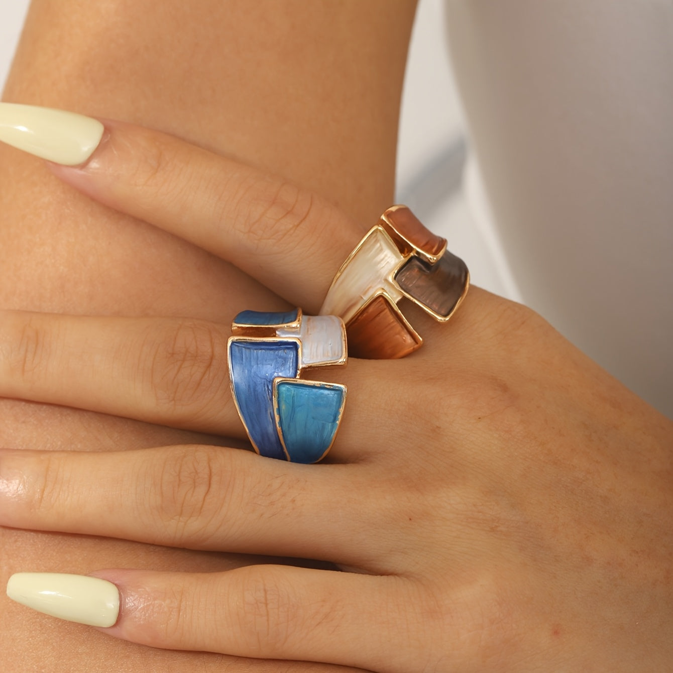 Lumena - 1 Anello in Lega di Zinco Smaltato Vintage