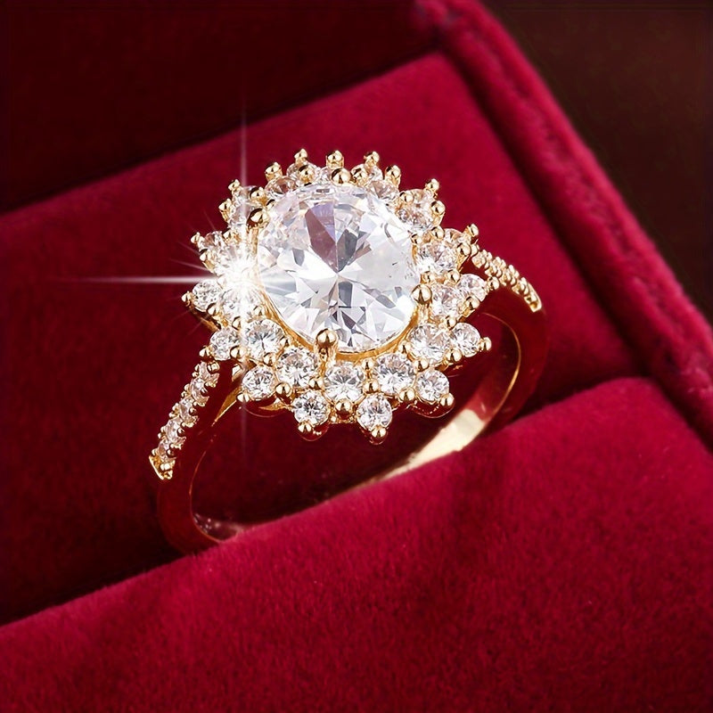 Elegant Bloom Ring - Anello di lusso semplice con zircone girasole e rame
