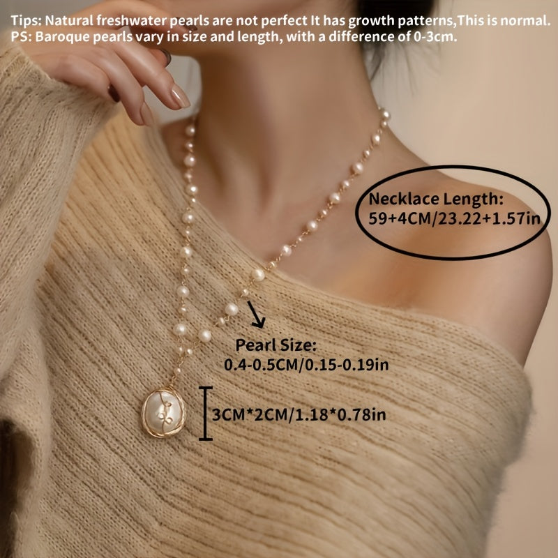 Collana Lunga in Perle Barocche – Elegante e versatile, perfetta per feste o regali. Raffinata semplicità per tutte le occasioni.