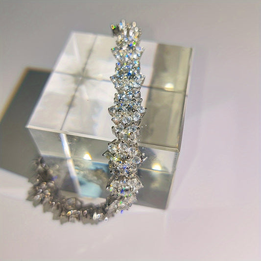 1 braccialetto da 1 pezzo in S925 925 925 argentato con intarsi di moissanite e girasoli