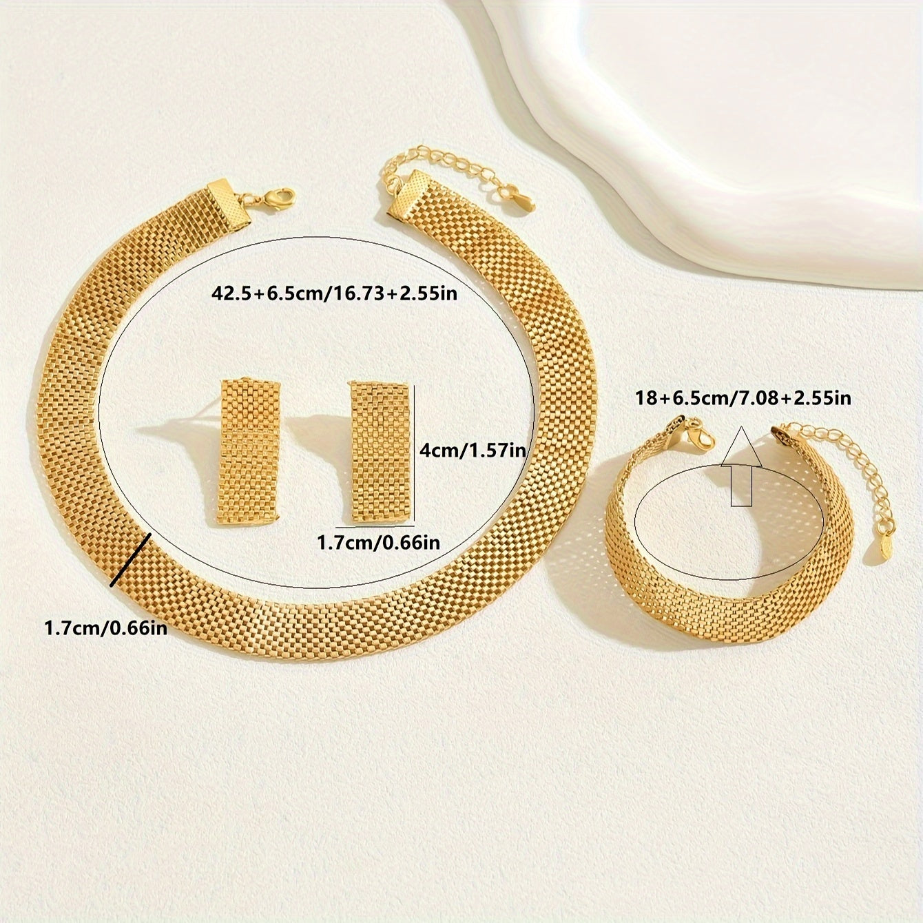 Donna+ Elegance - Completo di quattro pezzi con orecchini e collana in morbido raso esagerato, perfetto per accessori da sposa femminili