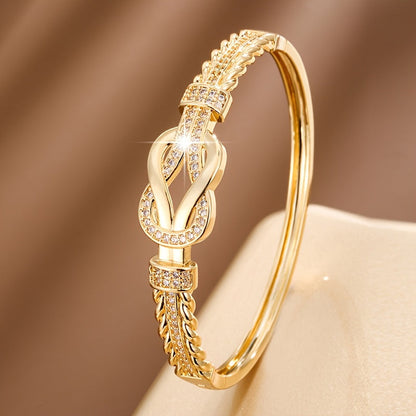 Donna+ Classic- Bracciale elegante in zircone cubica dorata per donne