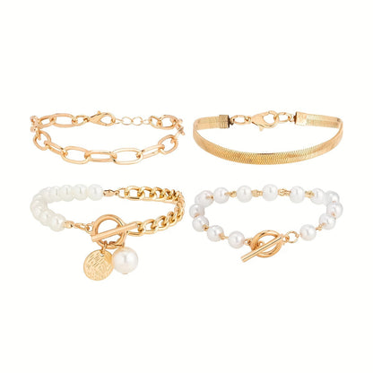 Bracciali Boho Chic con Perline -  Pezzi Set di Bracciali a Strati con Perline Dorate per Donne