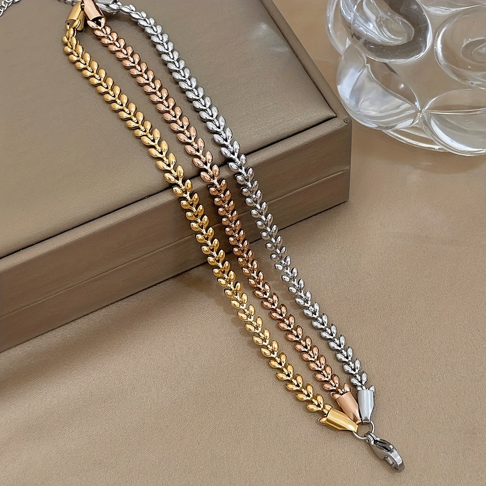 Solenn -  Stainless Steel Wheat Design Golden