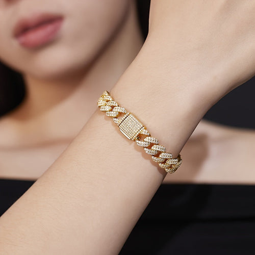 Bracciale Cubano in Argento Sterling S925 con Moissanite 10.4–15.3CT – Lusso Street Unisex, 32.4g, Regalo per Lui/Lei.