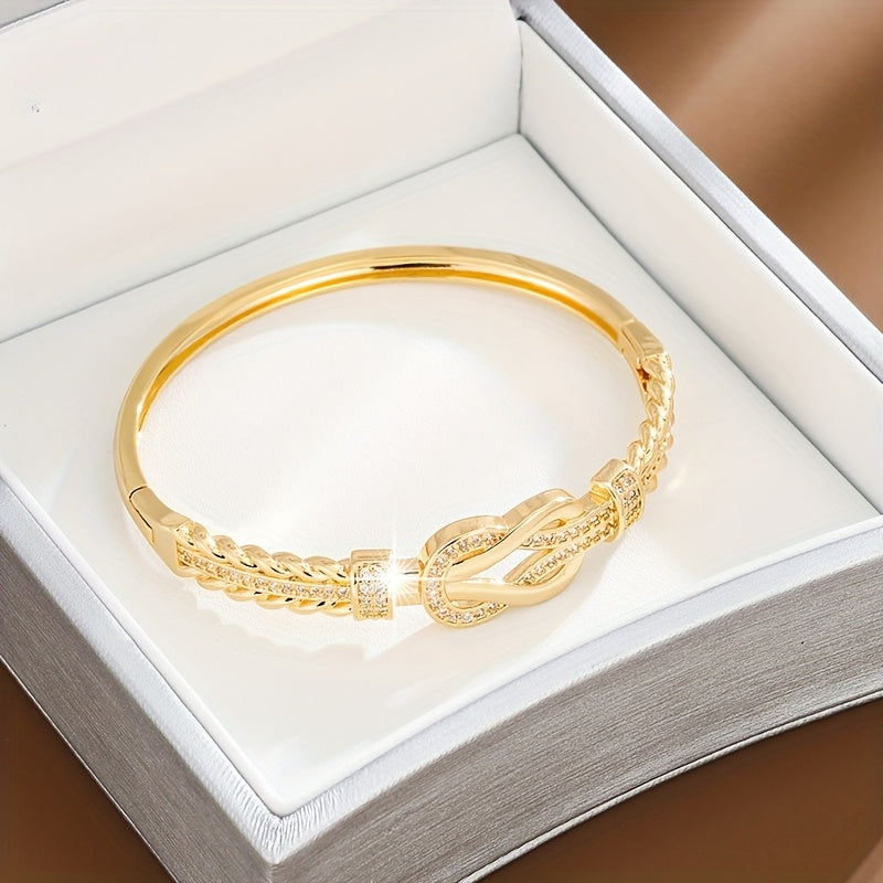 Donna+ Classic- Bracciale elegante in zircone cubica dorata per donne