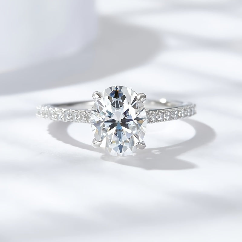 Donna+ Luxe – 925 Sterling Argento 2 Carati Anello Moissanite, Design Alla Moda,