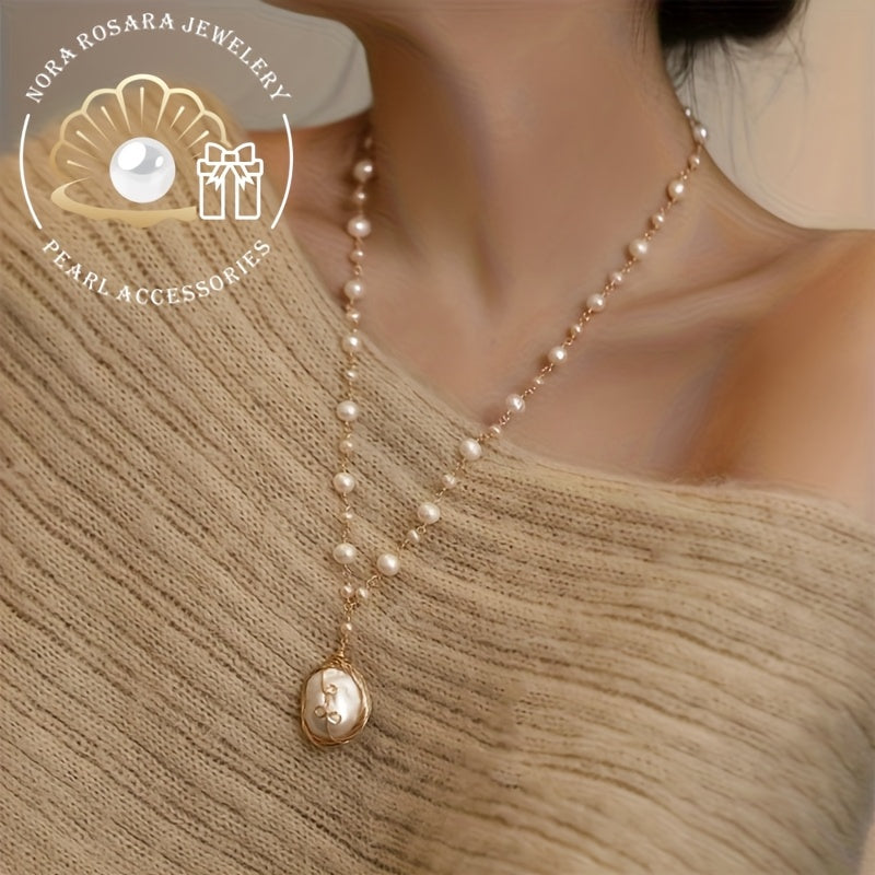 Collana Lunga in Perle Barocche – Elegante e versatile, perfetta per feste o regali. Raffinata semplicità per tutte le occasioni.
