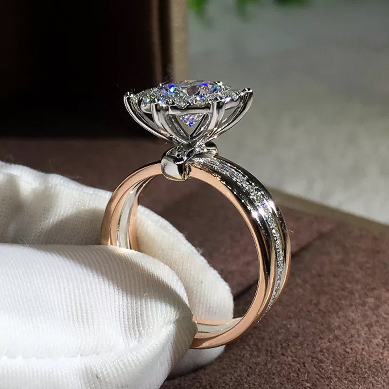 Anello di fidanzamento nuziale di lusso a 4 artigli - Argento Sterling S925, moissanite