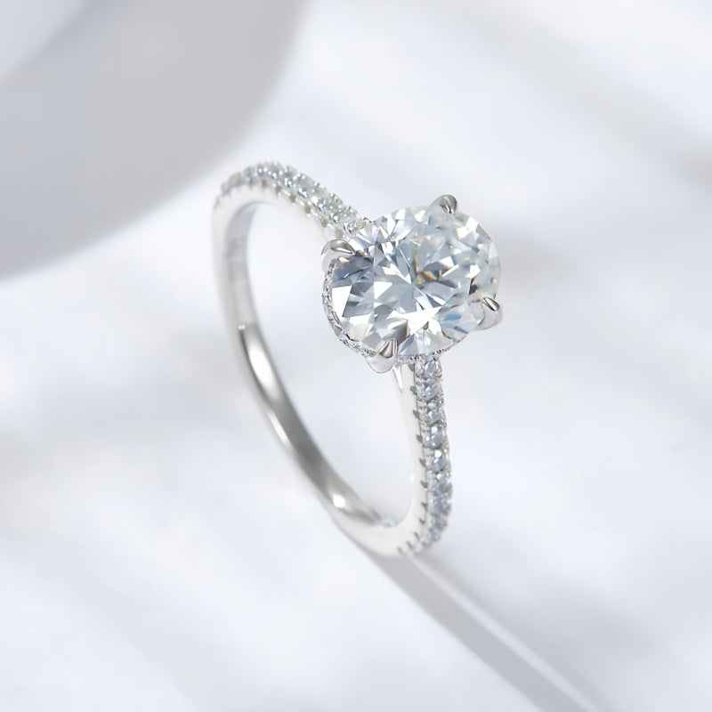 Donna+ Luxe – 925 Sterling Argento 2 Carati Anello Moissanite, Design Alla Moda,