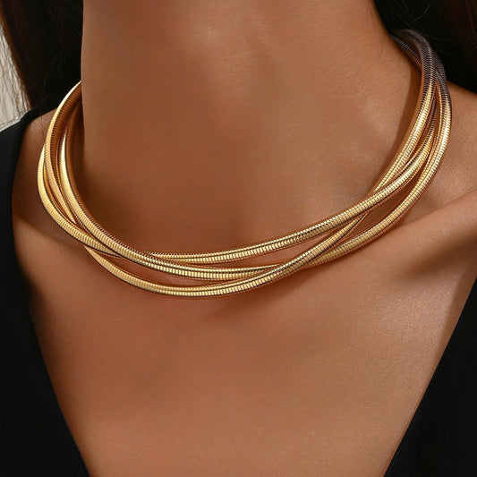 SnakeLuxe - Collana Vintage Minimalista con Motivo a Osso di Serpente per Donne