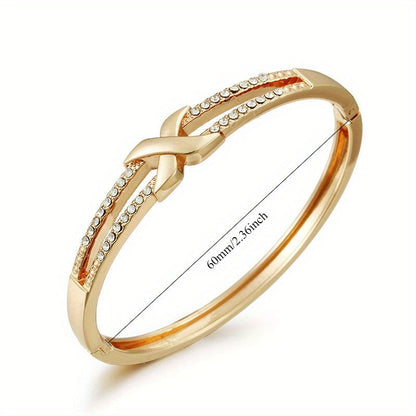 Braccialetto a X Intrecciato - Design di Lusso Placcato in Oro