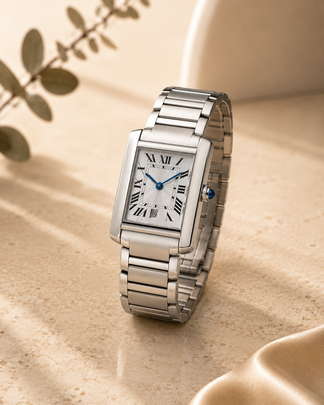 Elegant Silver Roman Bracelet Watch