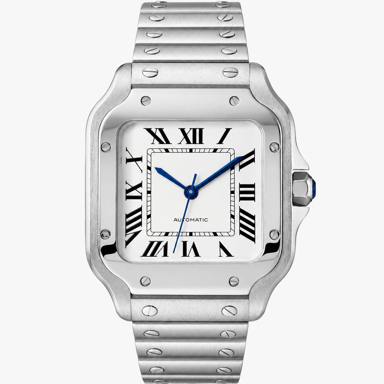 Elegant Silver Square Automatic Watch