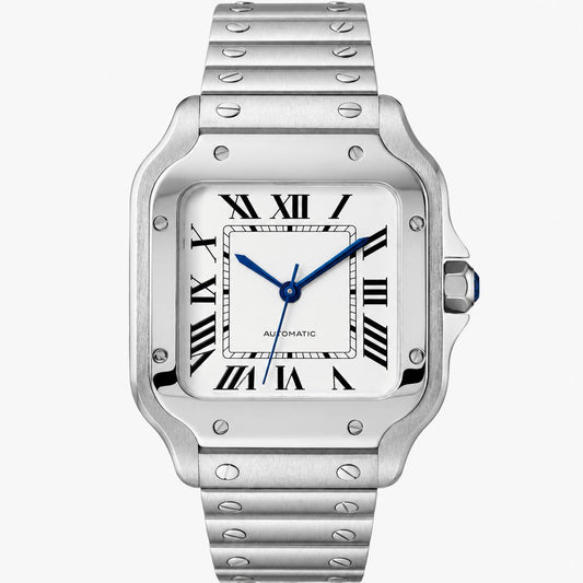 Elegant Silver Square Automatic Watch