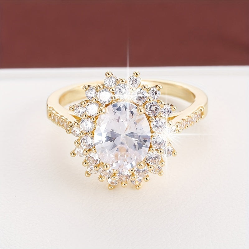 Elegant Bloom Ring - Anello di lusso semplice con zircone girasole e rame