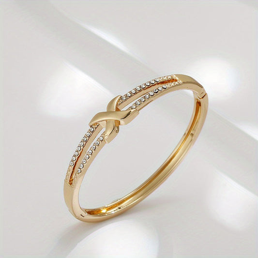 Braccialetto a X Intrecciato - Design di Lusso Placcato in Oro