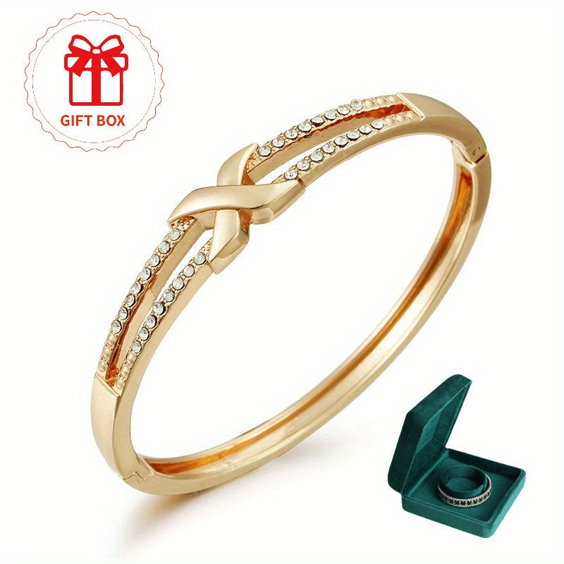 Braccialetto a X Intrecciato - Design di Lusso Placcato in Oro