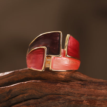 Lumena - 1 Anello in Lega di Zinco Smaltato Vintage