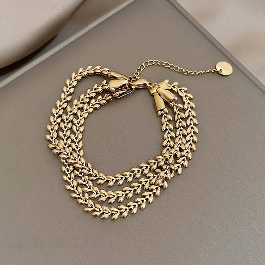 Solenn -  Stainless Steel Wheat Design Golden