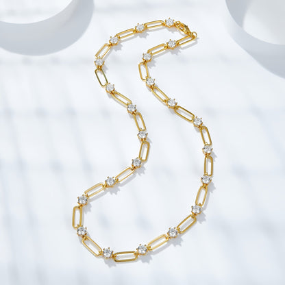 Bracciale a catena d'oro con anello di Moissanite intarsiato in argento 925