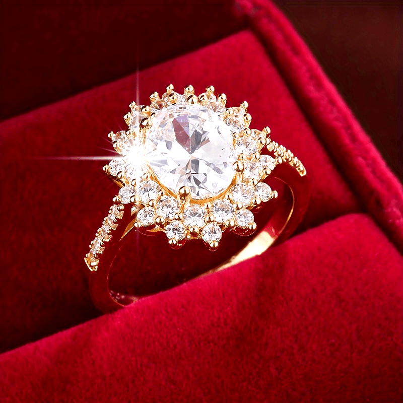 Elegant Bloom Ring - Anello di lusso semplice con zircone girasole e rame