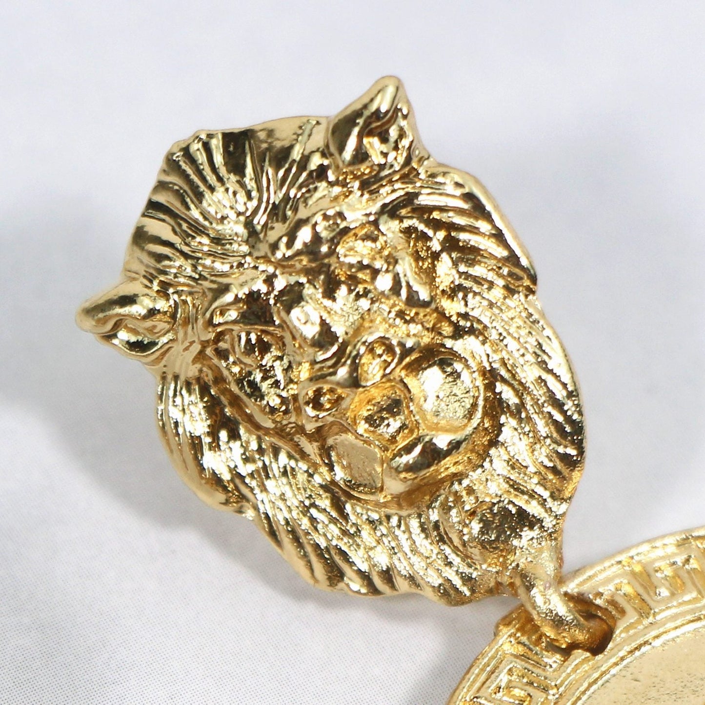 Gold Lioness Vintage Drop Earrings