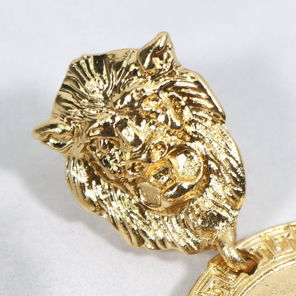 Gold Lioness Vintage Drop Earrings