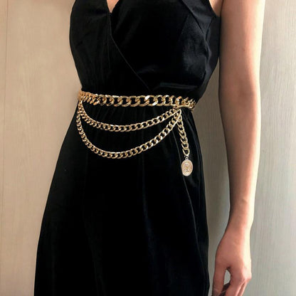 Vintage Gold Chain Tassel Belt